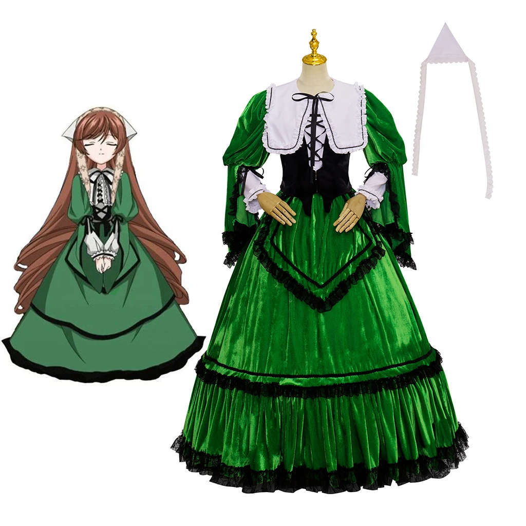 Amine Rozen Maiden Suiseiseki Cosplay Costume Suiseiseki Green Dress Female Halloween Carnival Party Comic Con Daily Clothes