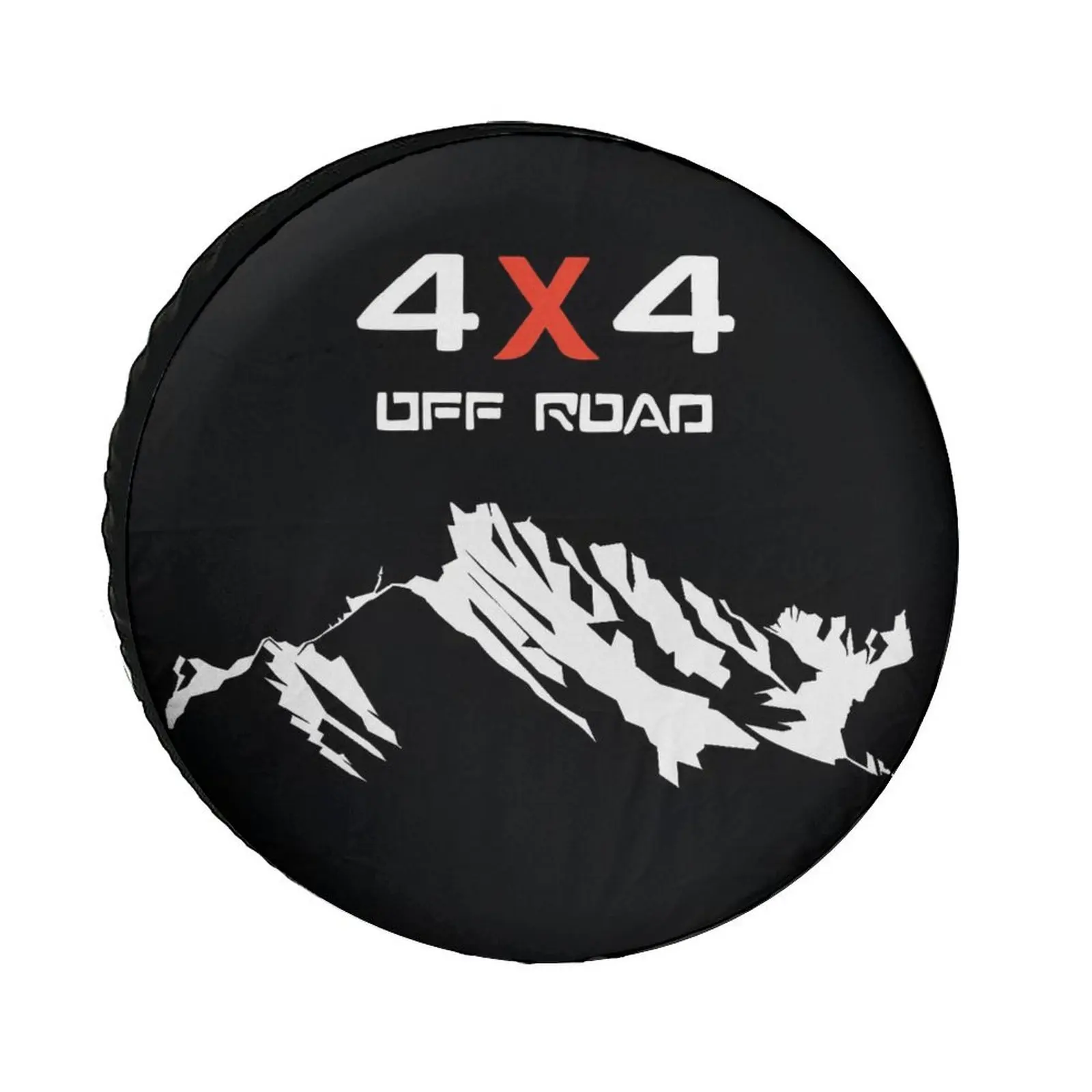 4X4 Off Road Mountain Print Spare Tire Cover Polyester Fiber Weatherproof Wheel Protector for Camper RV Off-Road Vehicle