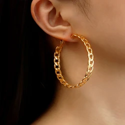 BLIJERY New Fashion hollow designs golden metal hoop earrings luxury trendy temperament round earrings for women jewelry gift