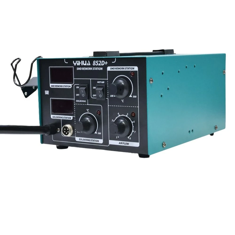 

High Quality Hot air YIHUA 852D+ Digital Soldering Station 2 in 1 Hot air Gun Soldering Iron Rework Stations