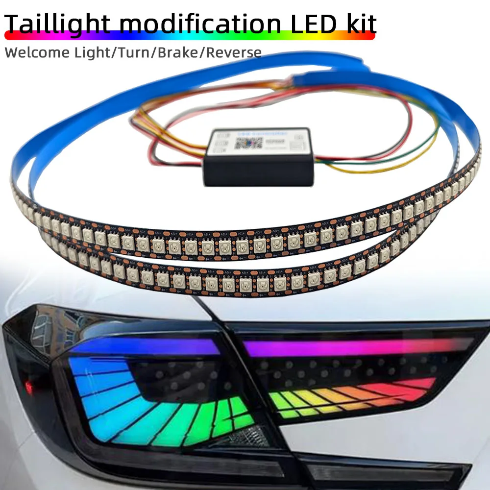

Automotive LED Welcome Light WS2815 Turn Signal Brake Light Mobile Bluetooth APP Control Scrolling Light 210 Mode LEDLAMP