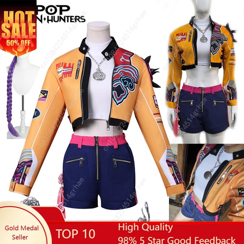 

Kpop Demon Hunters Rumi Cosplay Costume Wig Uniform Halloween Carnival Party Christmas Play Role Clothes Clothing Women