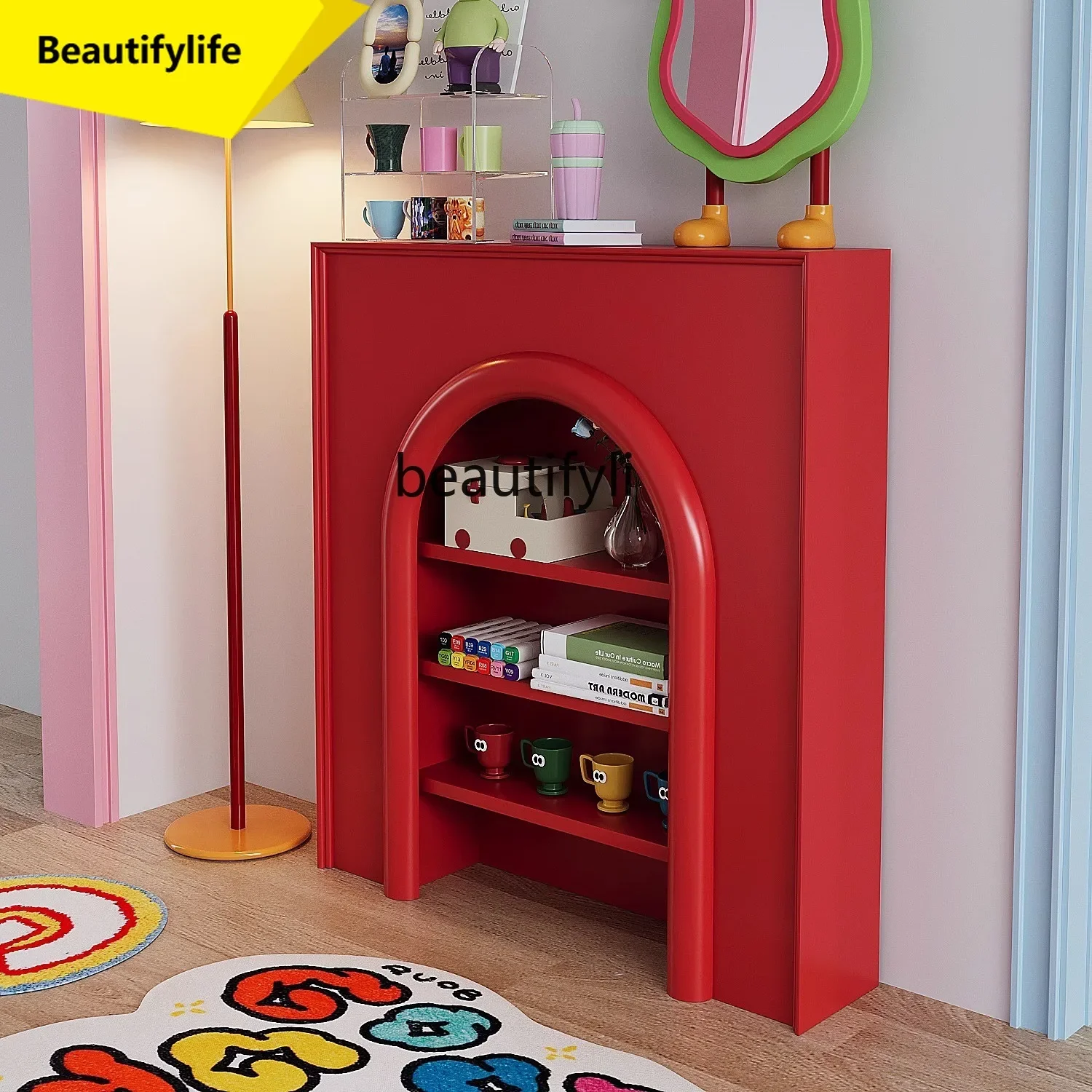 

K185 Fireplace Decorative Cabinet Entryway Storage Rack Creative Display Cream Sideboard Storage Cabinet