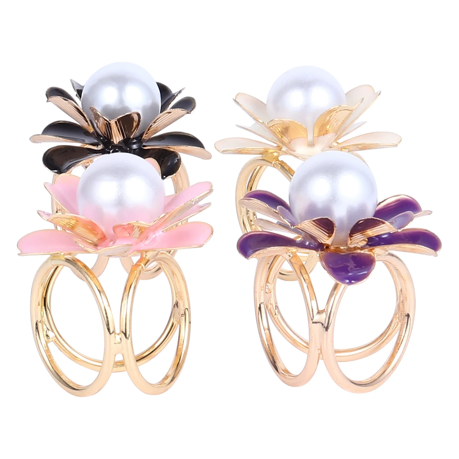 

4Pcs Fashionable Flower Scarf Buckle Zinc Alloy Scarf Clip Perfect for Proms Parties Women Accessories