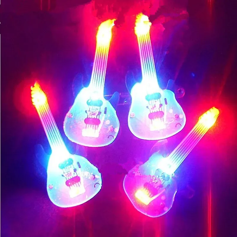 

50pcs Guitar LED Light Up Blinking Brooch Pin Badge Lighted Jewelry Gift Glow Party Bar Toy Cosplay