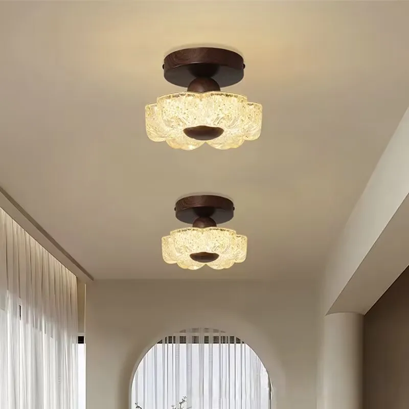 Creative flower ceiling lamp, corridor ceiling lamp, American style entrance hall and balcony eye friendly lamp