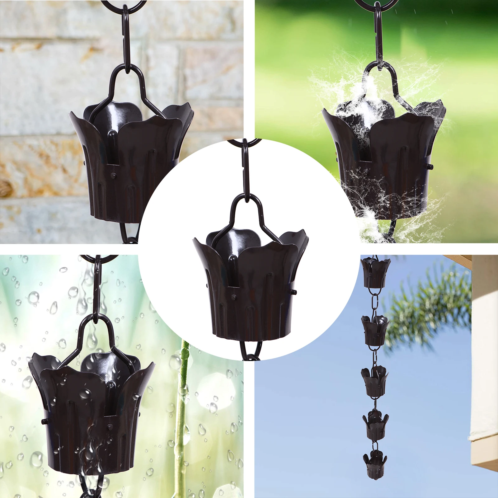 

1m Metal Big Petal Rain Chain Winter Drainage for Gutter Downspout Copper Decorative Rain Chain Corrosion Resistant