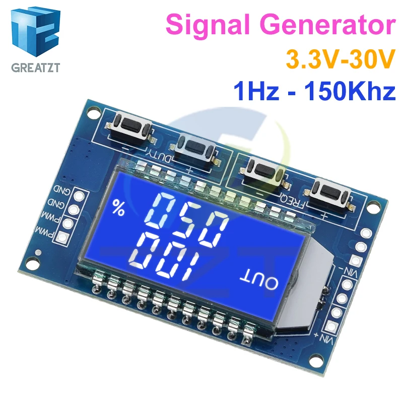 1Hz-150Khz Signal Generator PWM Board Module Pulse Frequency Duty Cycle Adjustable Module LCD Display 3.3V-30V 1Hz - 150Khz