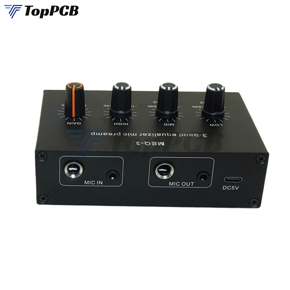 MEQ3 3-Band Equalizer Mic Preamp Treble Mid Bass Gain Adjustable Type-C 5V Rechargeable Speaker Microphone Power Amplifier Board