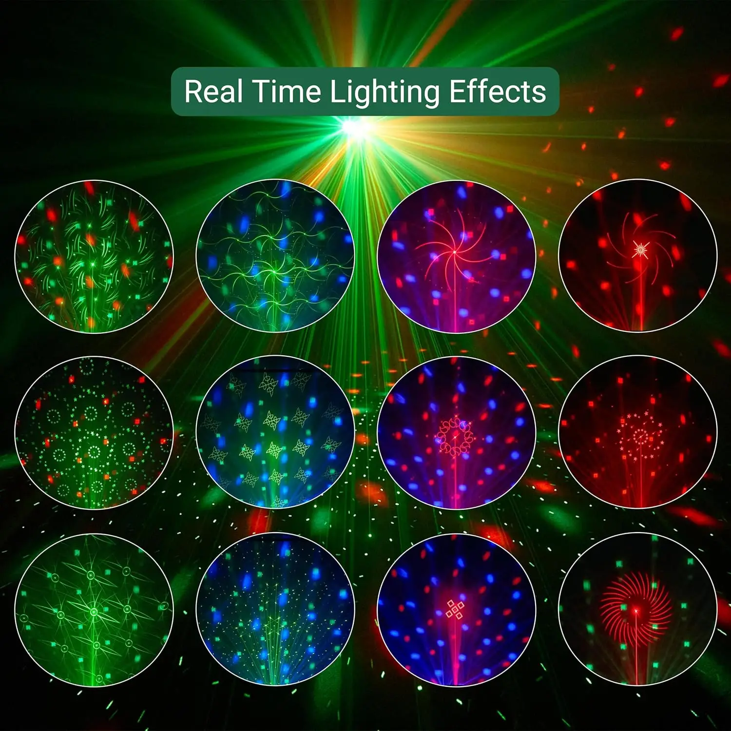 WZSTAR 2025 Latest Double Magic Disco Ball Sound Activated Laser LED Night Club Outdoor Decor Christmas Light