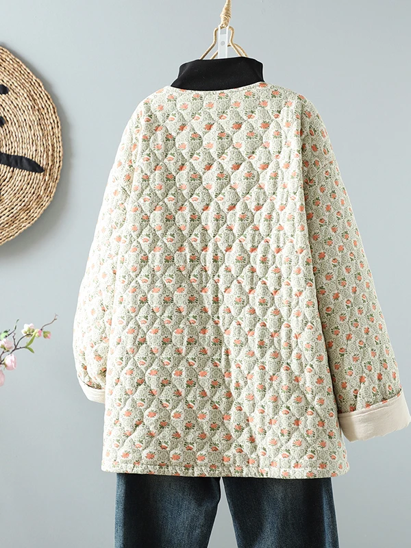 Macio floral impressão solta ajuste redondo ne feminino algodão jaet doce suave sle longo sve casacos térmicos para plus size