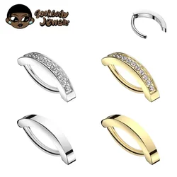 ASTM F136 Titanium Reverse Curved Belly Button Navel Barbell Piercing Body Jewelry 14G Clicker Navel Piercing Jewelry 10/12mm