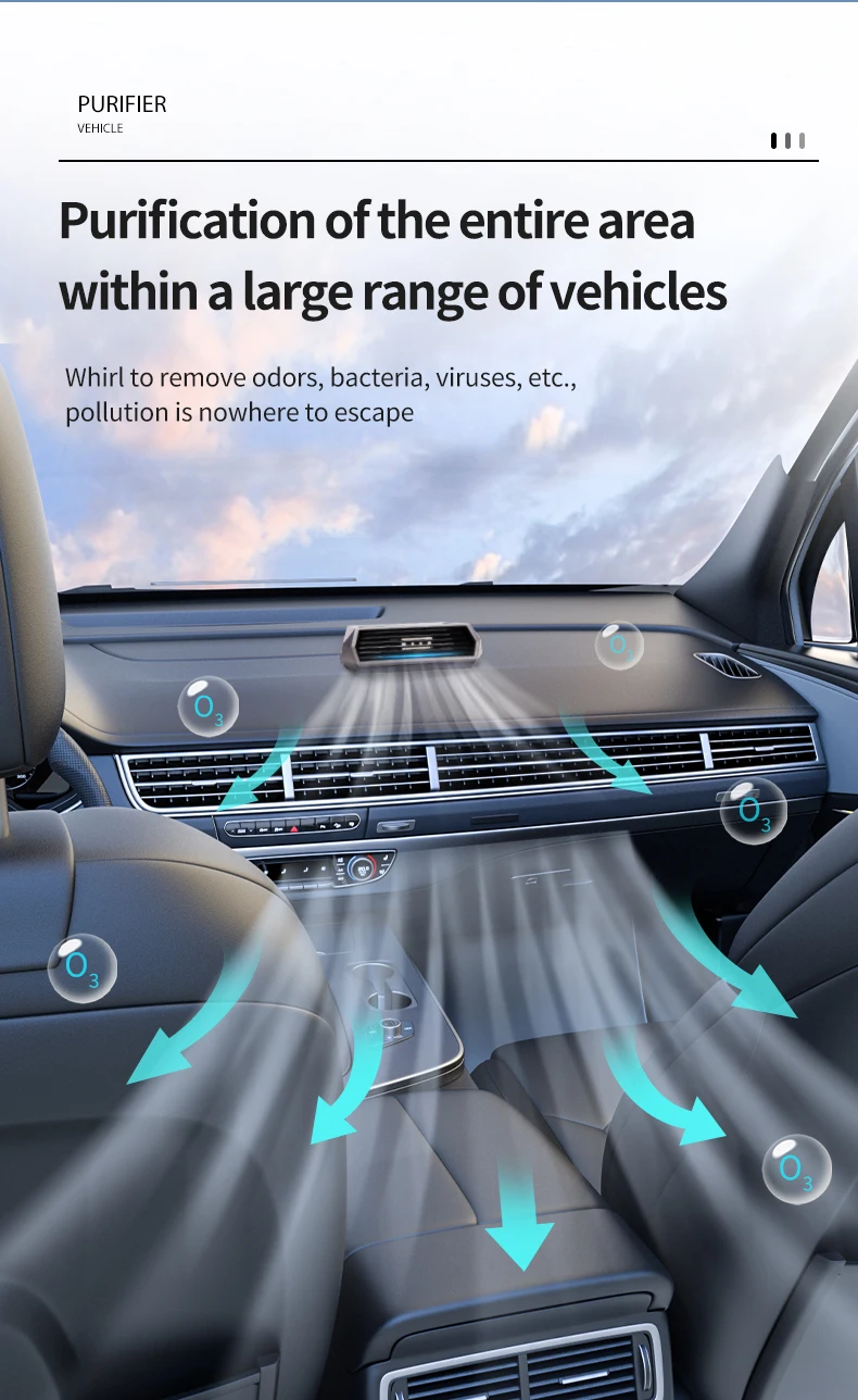 Solar Auto Luft reiniger mit Ozon und negativen Ionen Geruchs beseitigung Luftfilter mit temporären Park nummern schild USB-Aufladung – Detail 2