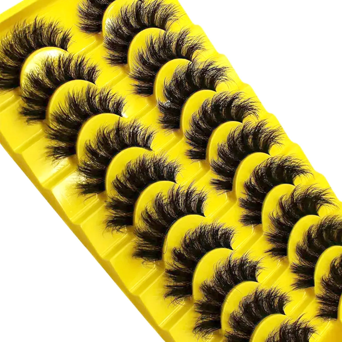 10ペア 低刺激性 DDカール スラヴ風ボリュームつけまつげ 太くてボリュームのあるフルストリップ 大きな3Dカーブでドラマチックなアイメイクに