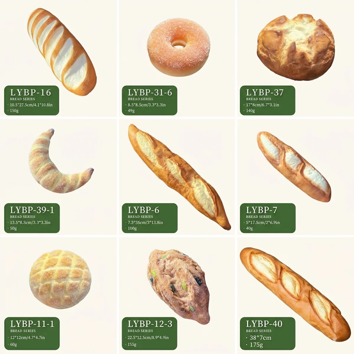 Assorted PU Fake Bread Set Realistic French Baguette Donut Pretzel Model Bakery Window Display Food Photography Home Kitchen Dec