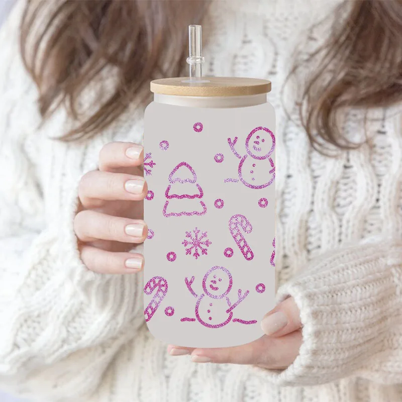 3D UV DTF Transfers Stickers, 16oz Cup Wraps, Merry Christmas Printed for DIY Glass Ceramic Metal Leather Etc D5730