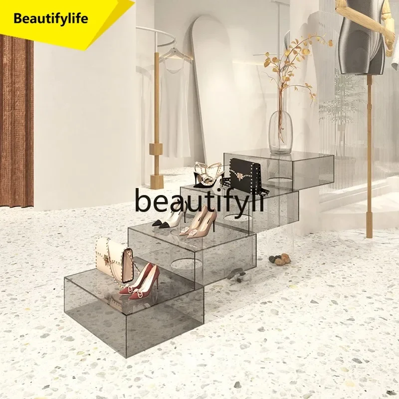 Nakajima water table acrylic ladder display shopping mall boutique storage table shoe bag high and low booth