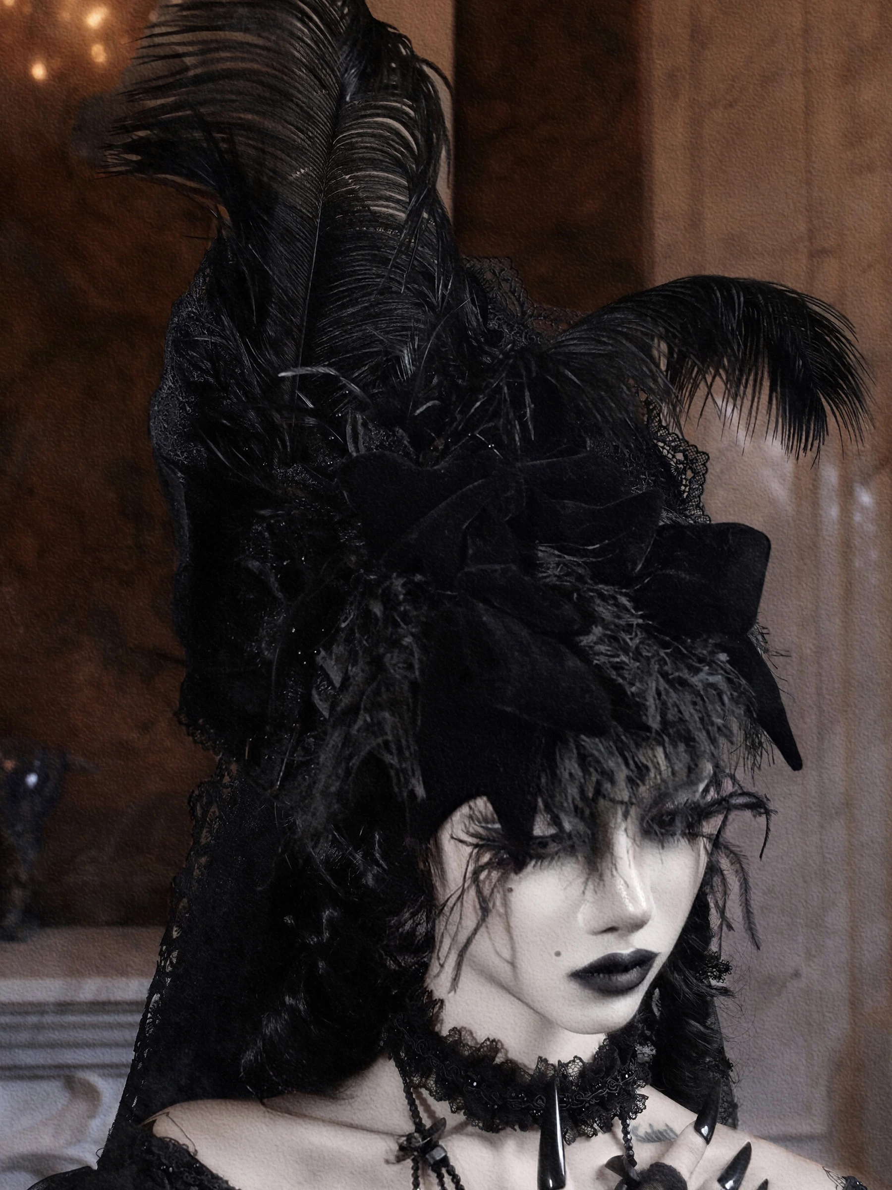Blood Supply Original Design Widow Heavy Made Luxury Gothic Removable Veil High Fedoras Halloween