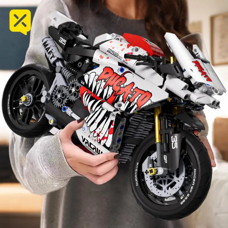 883Pcs Technic Motorcycle Building Blocks Set Aldults Super Motorbike Model Kit Boys Technical Racing Assembled Kids Toys Gifts