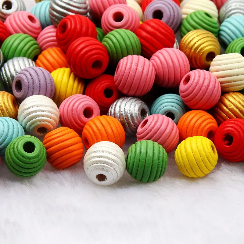 Natural Wooden Beads Colored Round Balls To Make Bracelets Threaded Beads 12/18mm Loose Beads For Jewelry Making DIY Accessories