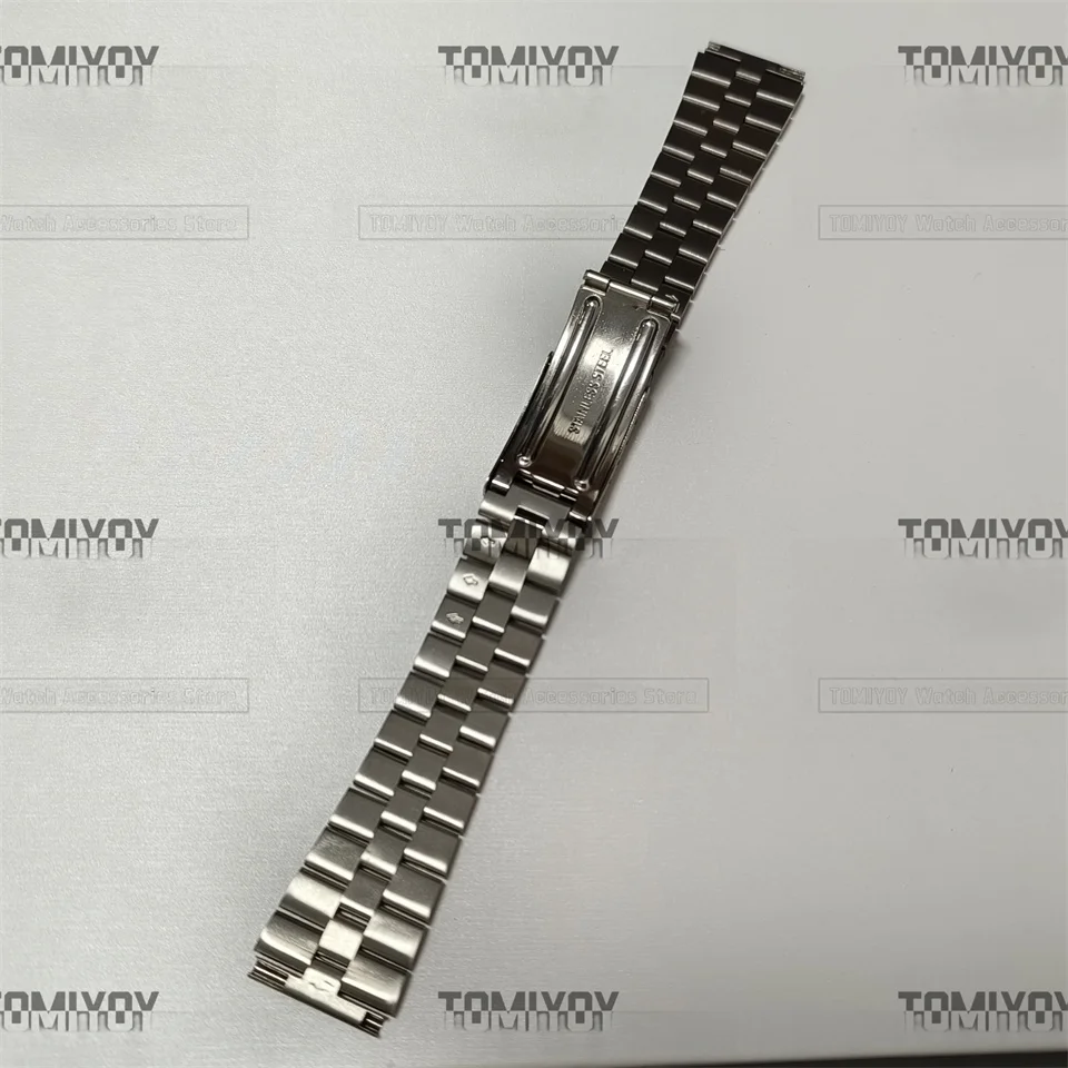 21MM Brushed All Silver Flat End Watch band Strap With Fold Buckle Clasp Wrist Belt Bracelet Silver Fit For Seiko Watch