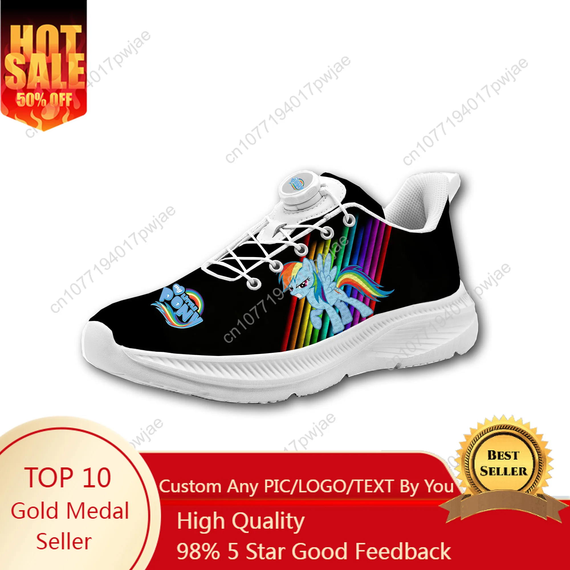 

My Little Pony Rainbow Dash Mens Womens Casual Hiking Shoes Laceless Rotating Button Sports Shoes lightweight Custom Sneaker