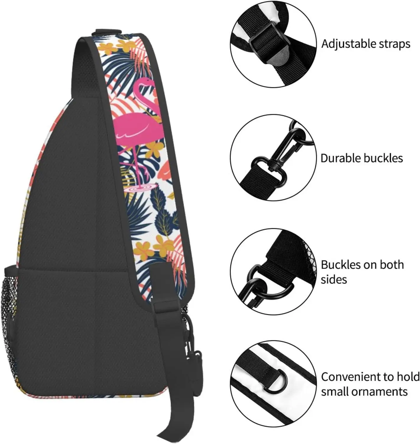 Bolso bandolera con estampado de animales tropicales, bandolera de viaje, mochila para el pecho, bolso de hombro para senderismo para hombres y mujeres