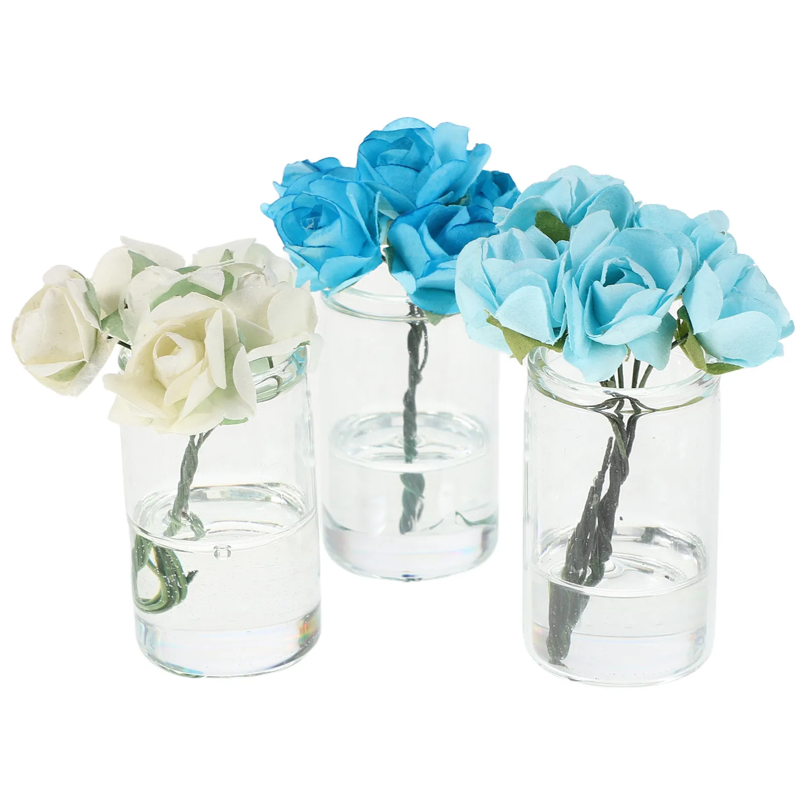 

Набор из 3 миниатюрных ваз для кукольного домика, из смолы, масштаб 1:12, миниатюрный букет роз, аксессуары для мини-сада, микро-украшение