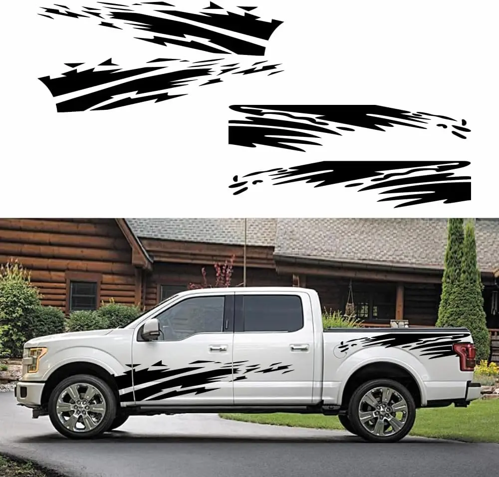Heavy-Duty Racing Stripes Truck Decals Kit Waterproof Vinyl Bed Mud Splash Tailgate Trim Door Side Decor for Pickup SUV