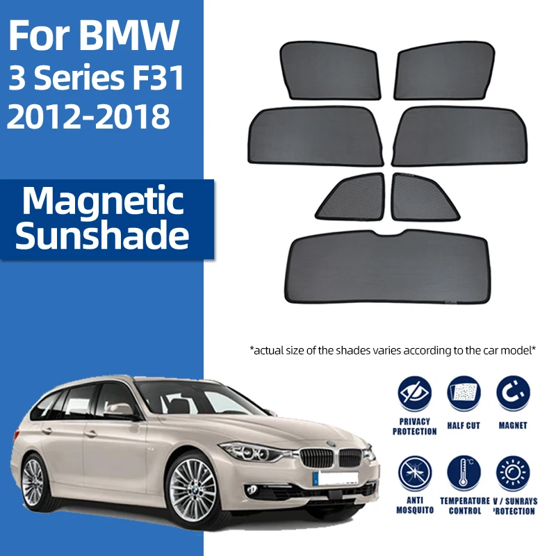 

For BMW 3 Series Touring F31 2012-2019 Magnetic Car Sunshade Shield Front Windshield Curtain Rear Side Baby Window Sun Shade