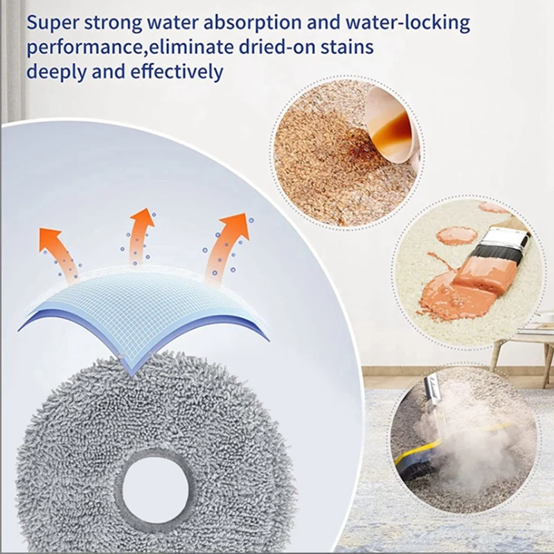 12PCS Mop Pads For Roborock Qrevo Master/V20/P10S Pro Robot Vacuum Cleaner Replacement Parts Microfiber Mop Cloth