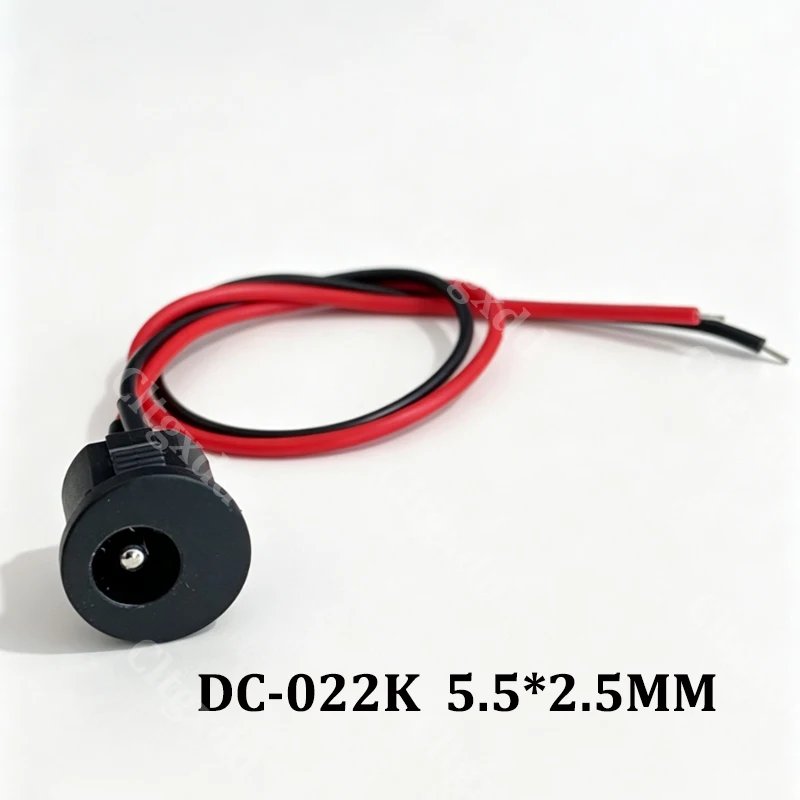 5 Stück DC-022K DC-Stromanschlussbuchse 5,5*2,1mm/5,5*2,5mm Einbaubuchse mit 20cm Rot-Schwarz-Kabel für DIY-Elektronik – Detail 8