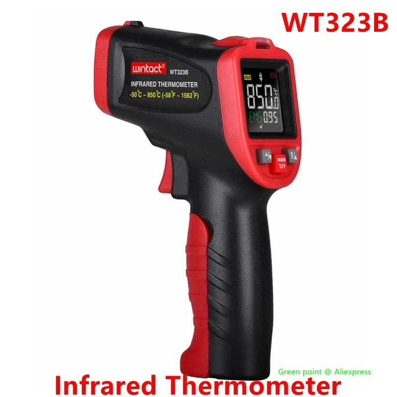 5pcs WINTACT WT323B Infrared Thermometer HD Color Screen LCD Display Positioning Laser Data Retention Low Battery Indicator