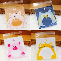 100 pieces of animal landscape pattern plastic bag Christmas gift bag Wedding candy bag OPP self-adhesive bag Holiday party bag