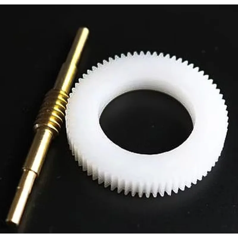 

2Sets/lot 0.5 Mold 71Teeths 1:71 Nylon Worm Gear +Copper Worm Rod Diy Toy Parts--Gear Inner Hole:21.8mm