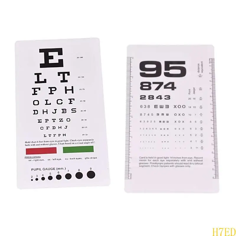 H7ed Eye Chart Pocket Eye Chart PD Ruler Eye Occluder (14 inci dari penampil)