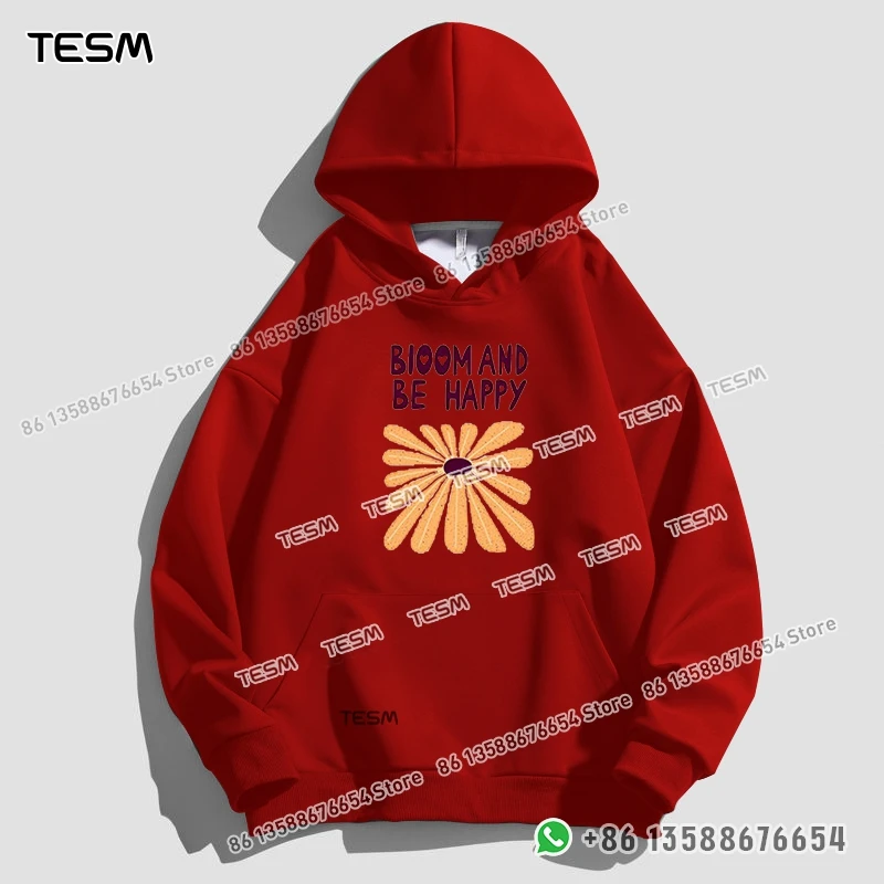 TESM الرجال النساء هوديي زهرة النص طباعة العصرية البلوز الوالدين والطفل سترة رياضية علوية حزب البلوز طويلة الأكمام