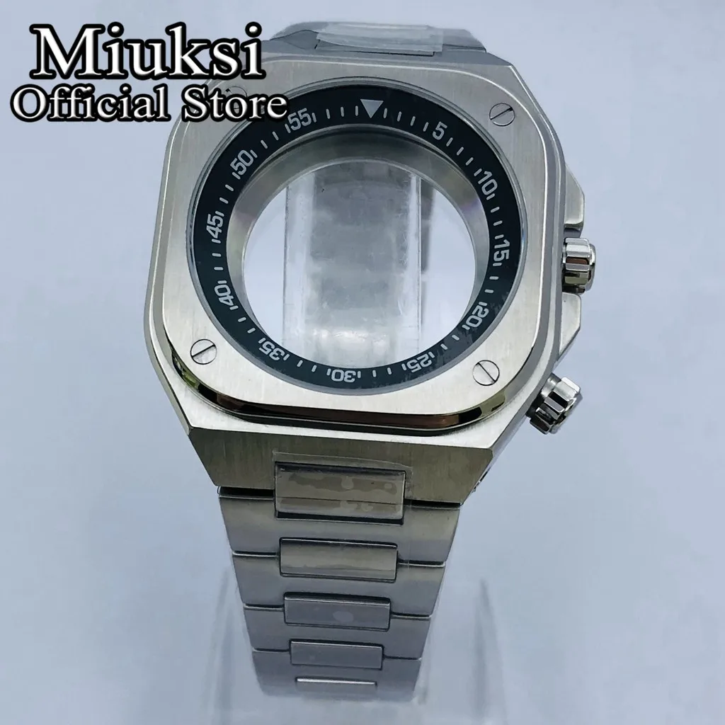 Miuksi 42mm silver stainless steel case sapphire glass fit NH35 NH36 movement