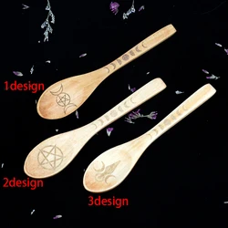 Witch Altar Tool Triple Moon Goddness Pentagram Wood Spoon Ritual Tool Altar Adornment Protection Gift