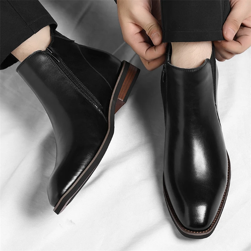

Brand Business Men High Top Casual Leather Shoes Fashionable Comfort Plus Size Leather Shoes High-quality Handmade Driving Boots