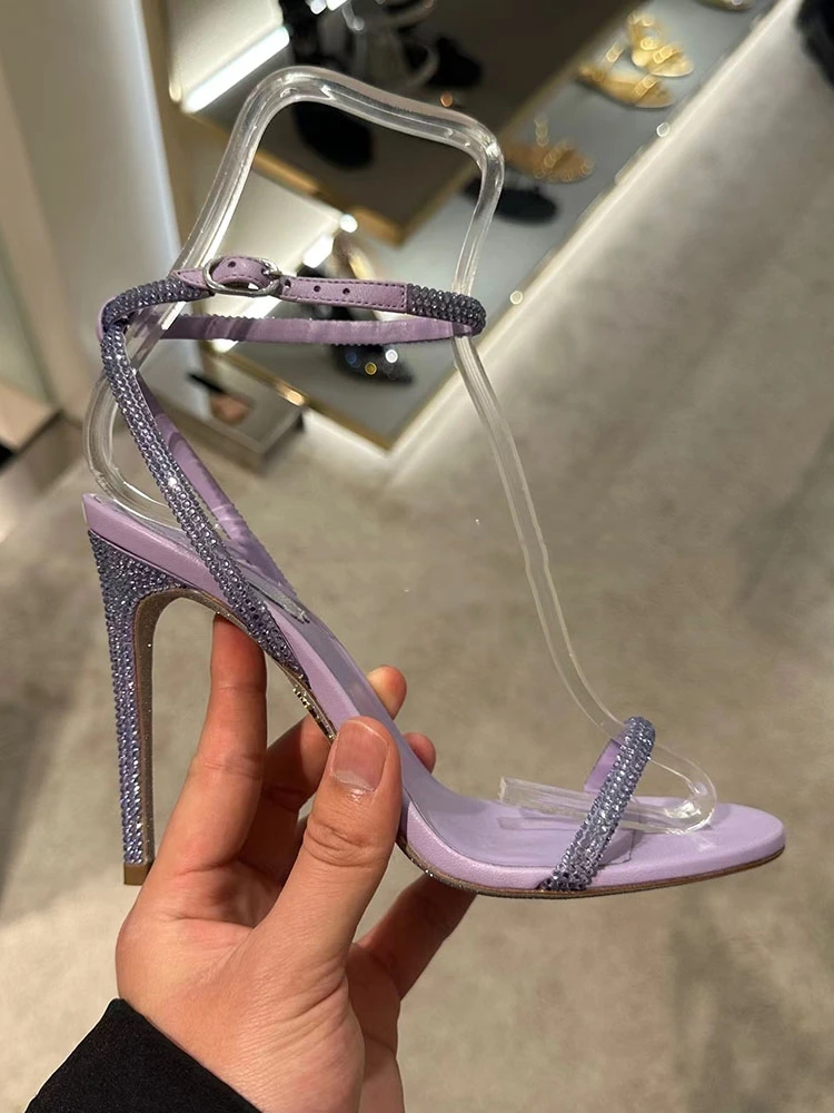 

Сандалии такón Alto con diamantes imitación una sola correa mujer, платье banquete, zapatos ostentosos cristal, verano 2025