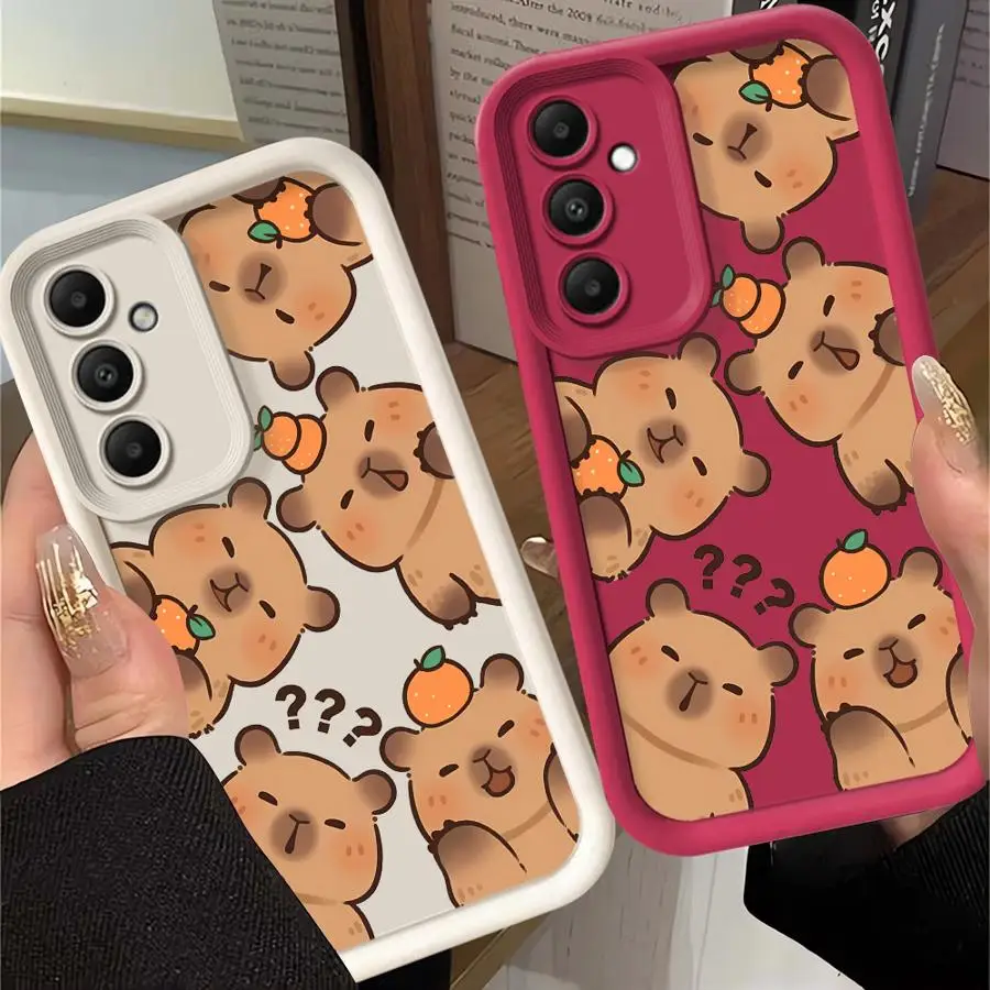 Cartoon Cute Capybara Cover Phone Case for Samsung Galaxy A55 A25 A14 A15 A24 A35 A22 A23 A32 A52s A53 A73 Soft TPU