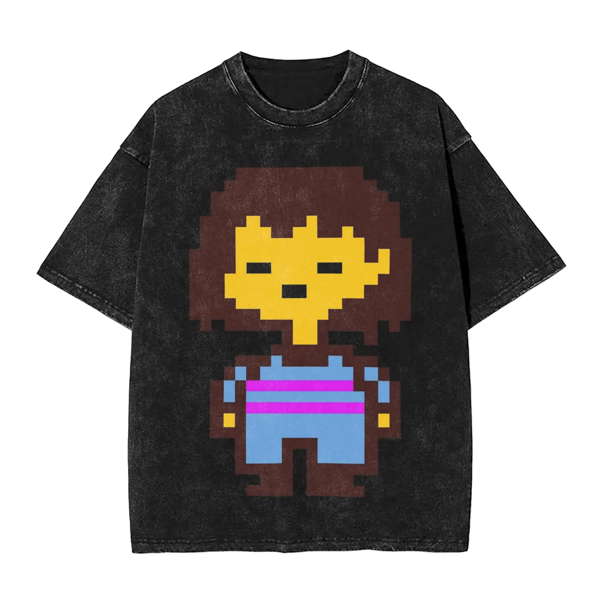 Frisk Undertale Undertale Washed T Shirts Streetwear Hip Hop Fashion T-Shirt  Tees Men Women Cotton Oversize Graphic Printed