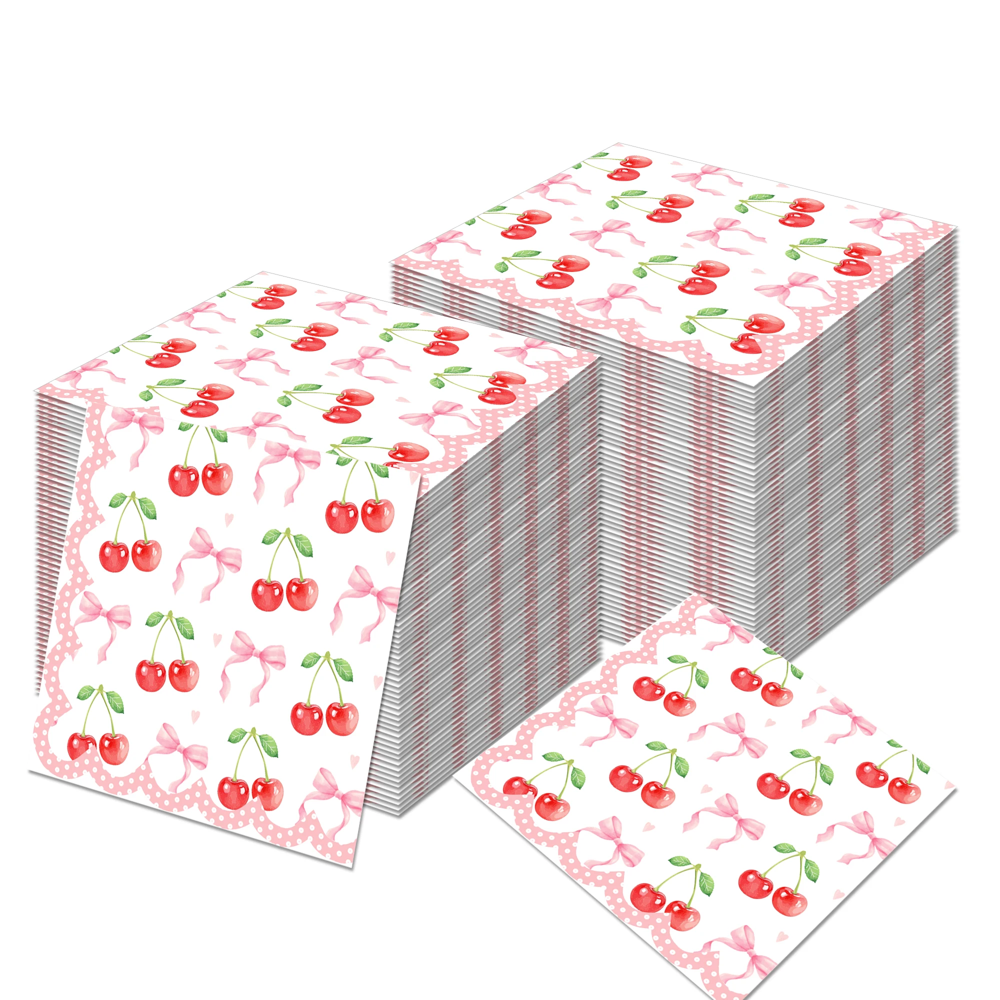 20/40/60pcs Pink Cherry Guest Napkins Dinner Paper Bathroom Hand Towels Tissues for Wedding Birthday Party Decoration