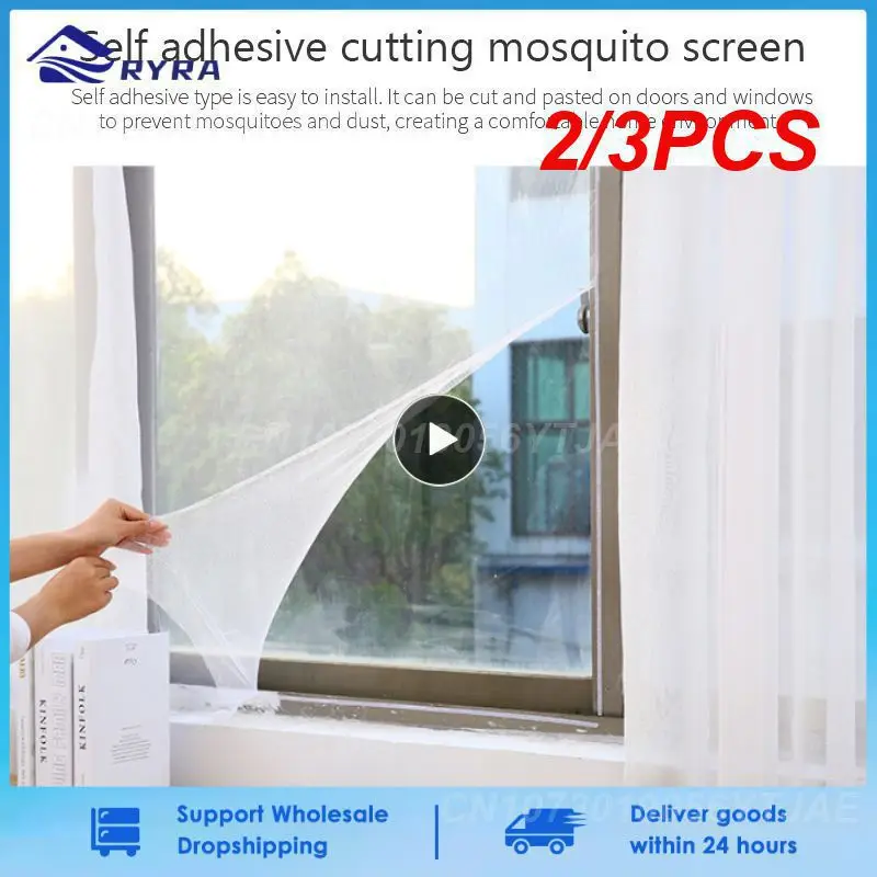 2/3PCS Fly Mosquito Window Net Insect Mesh Window Screen Room Simple Anti-mosquito Net Can Be Tailored Self-adhesive Curtain