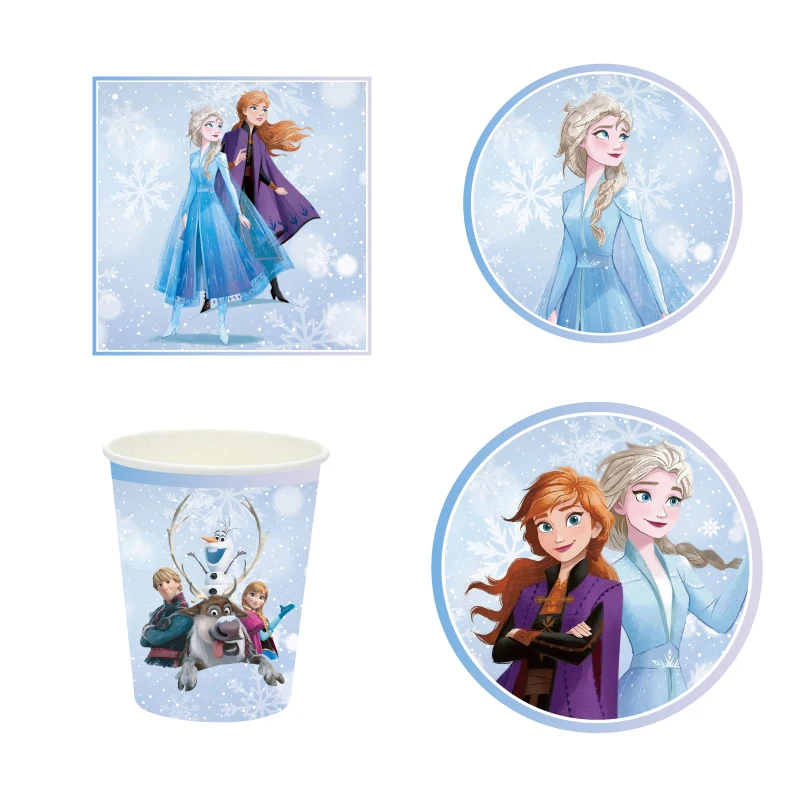 Frozen Theme Birthday Party Cutlery Paper Cups Paper Plates Paper Towels Disposable Party Decoration Supplies For Girl