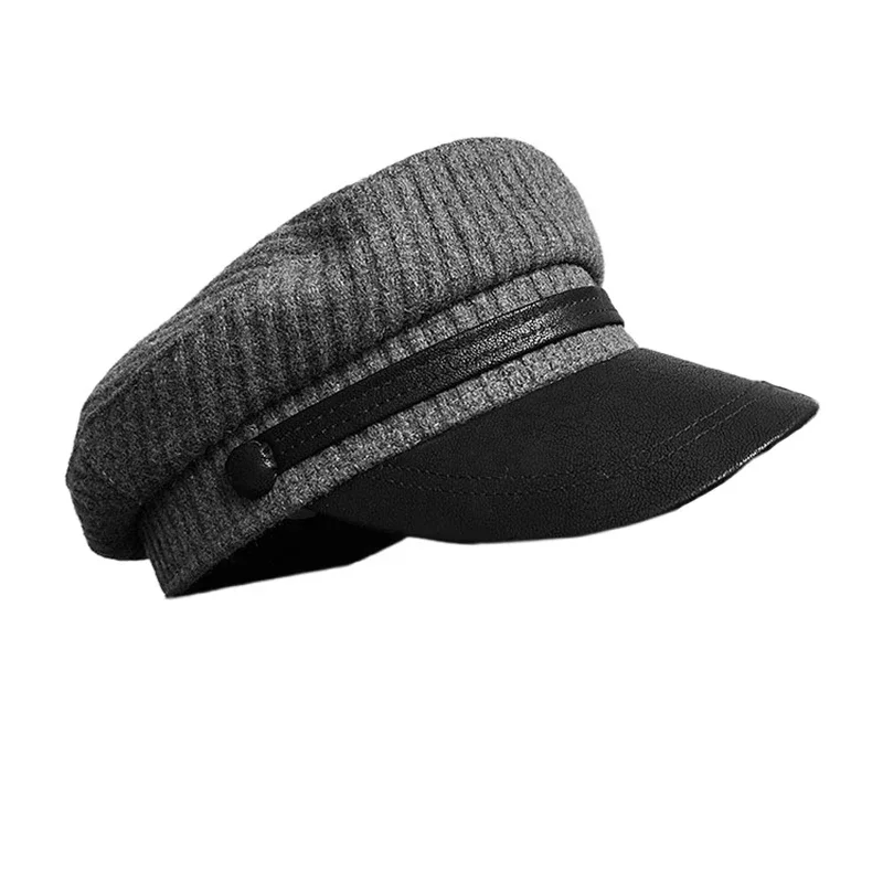 

Wool Blend Newsboy Cap Leather Bill Beret Fashion Men Women Hat High Quality Outdoor Leisure Caps Hat NC31