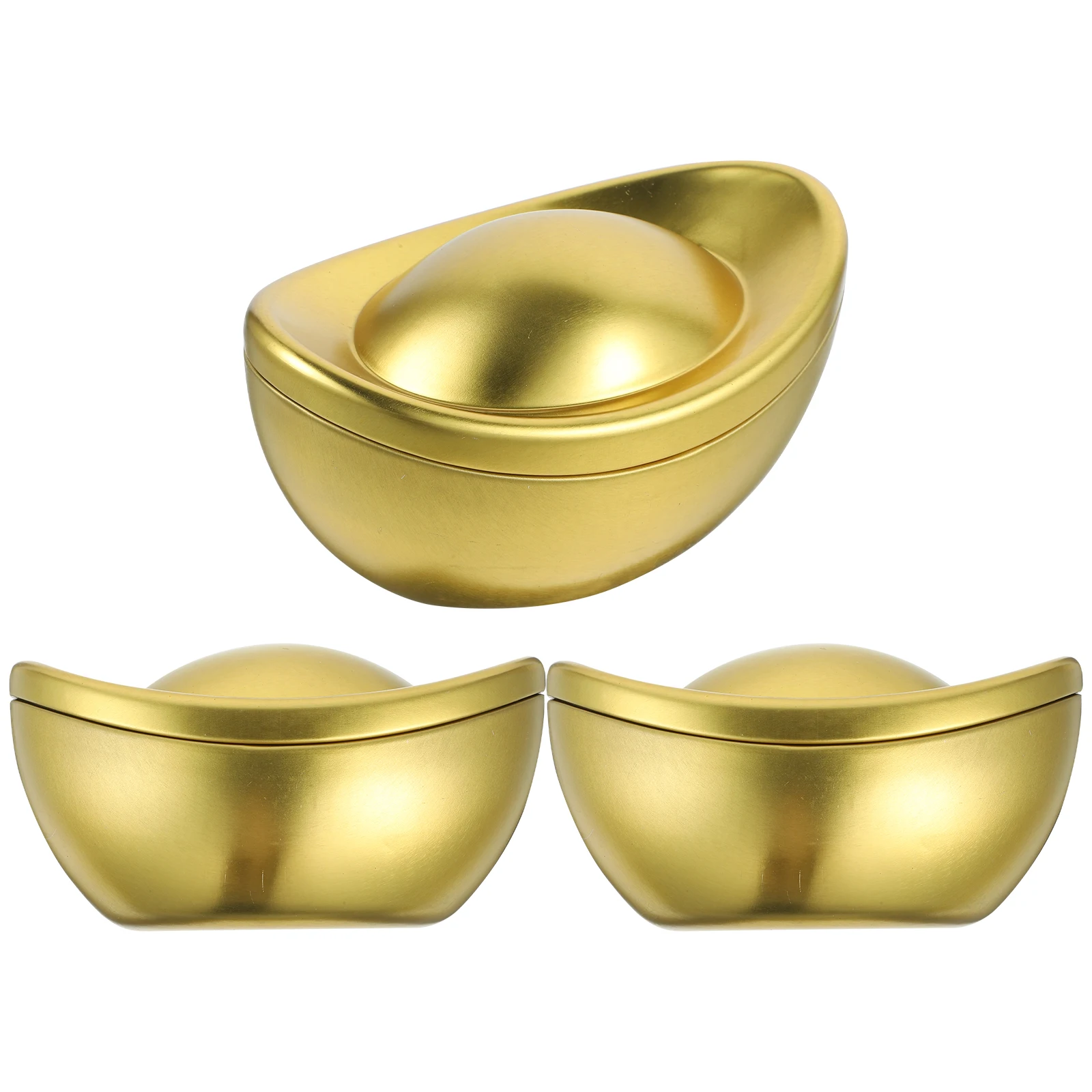 

3 Pcs Tinplate Canisters Candy Jars Cookie Tins Storage Boxes Lid Ingot Shaped Party Favor Gifts Packaging Metal Box