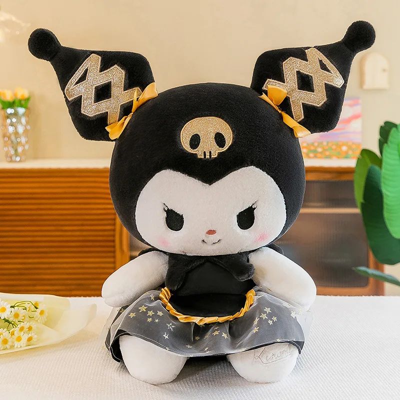 Large Black Gold Kuromi Plush Toy Sanrio Melody Doll Pillow Decoration Girl Birthday Gift