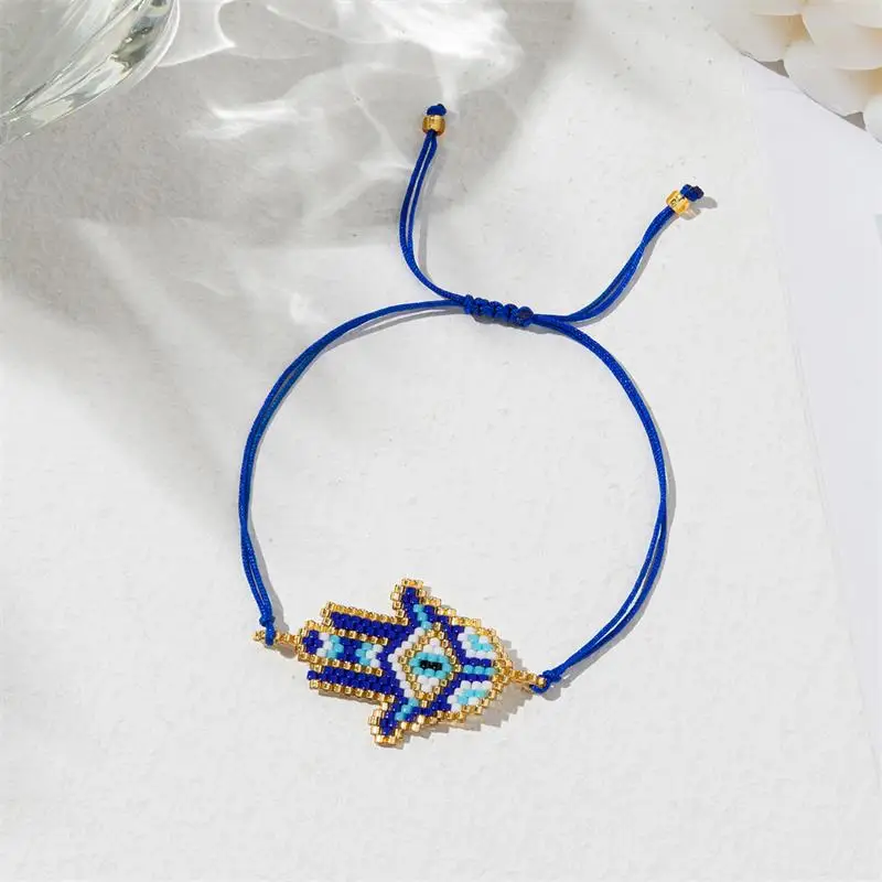 ZHONGVI Evil Eye Hamsa Hand Lucky Charm Bracelet for Women Miyuki Beaded Hand of Fatima New Fashion Girl Jewelry Present 2024